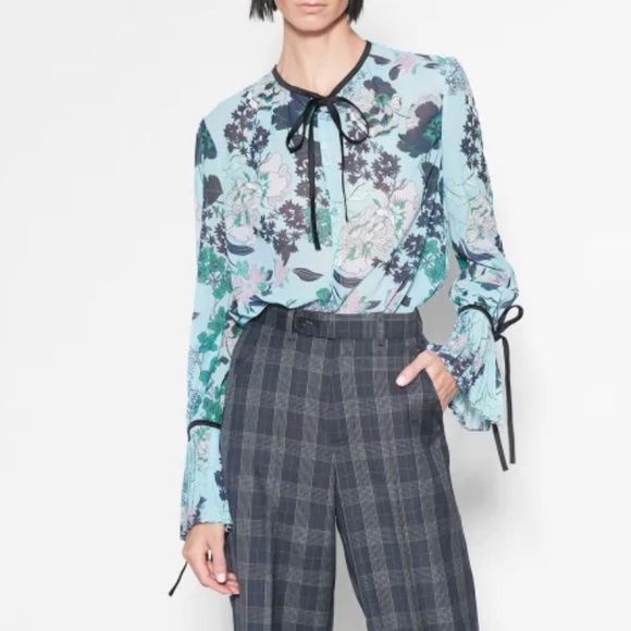 Snow Xue Gao Top Floral Print Sheer Blouse - Picture 1 of 10